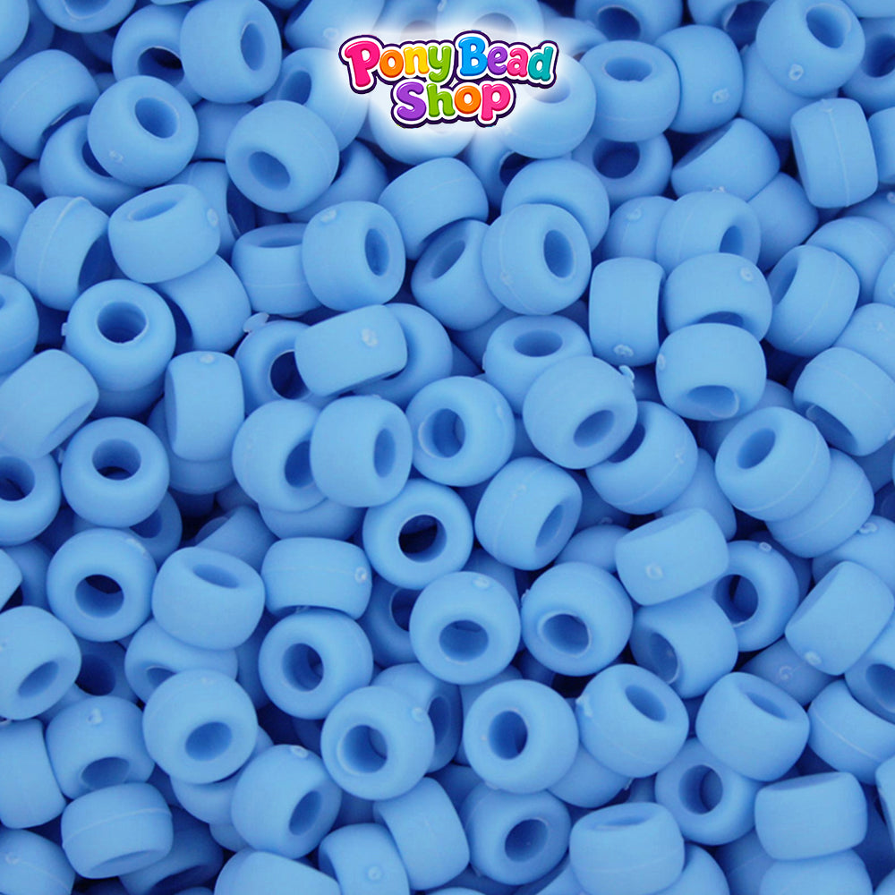 Baby Blue Matte 6.5mm Mini Barrel Plastic Pony Beads (1000pcs)