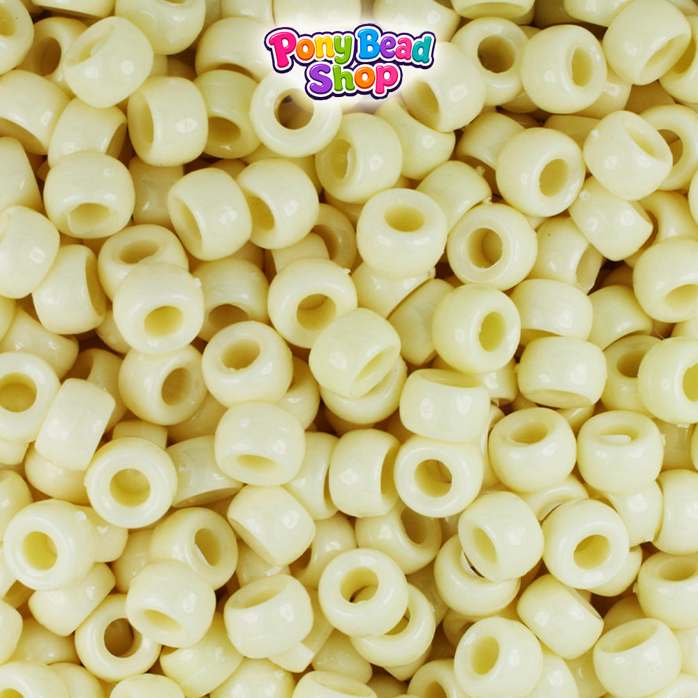 Ivory Opaque 6.5mm Mini Barrel Plastic Pony Beads (1000pcs)