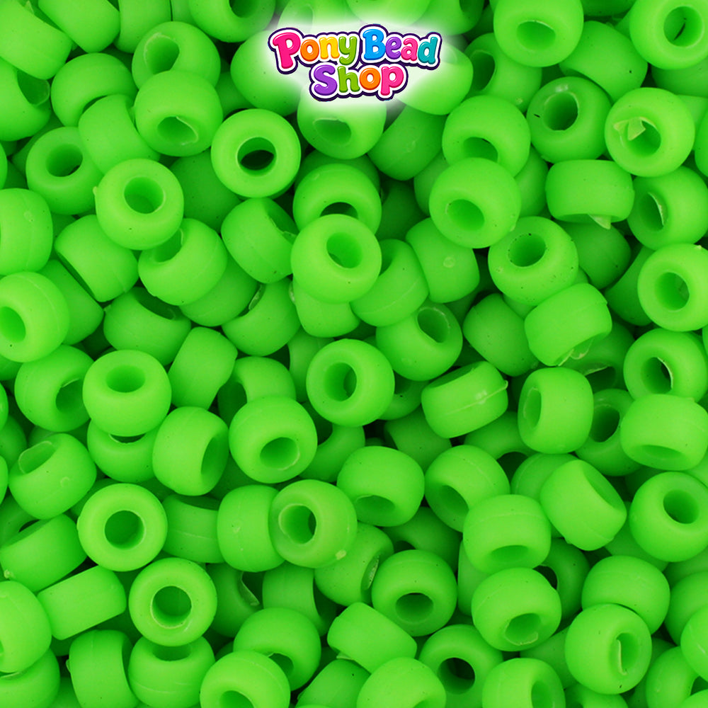 Lime Matte 6.5mm Mini Barrel Plastic Pony Beads (1000pcs)