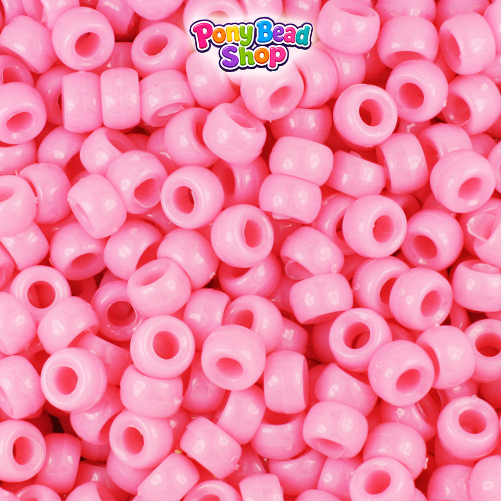 Baby Pink Opaque 6.5mm Mini Barrel Plastic Pony Beads (1000pcs)