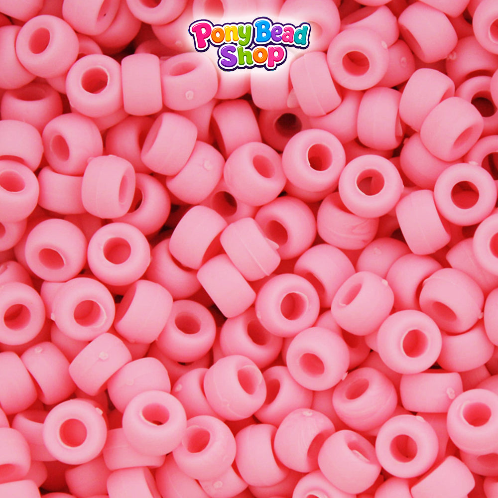 Baby Pink Matte 6.5mm Mini Barrel Plastic Pony Beads (1000pcs)