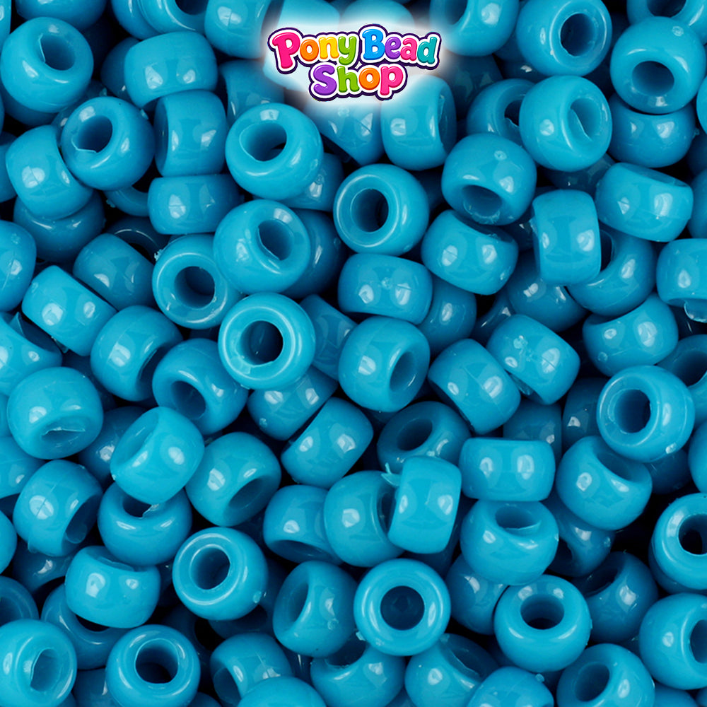 Dark Turquoise Opaque 6.5mm Mini Barrel Plastic Pony Beads (1000pcs)