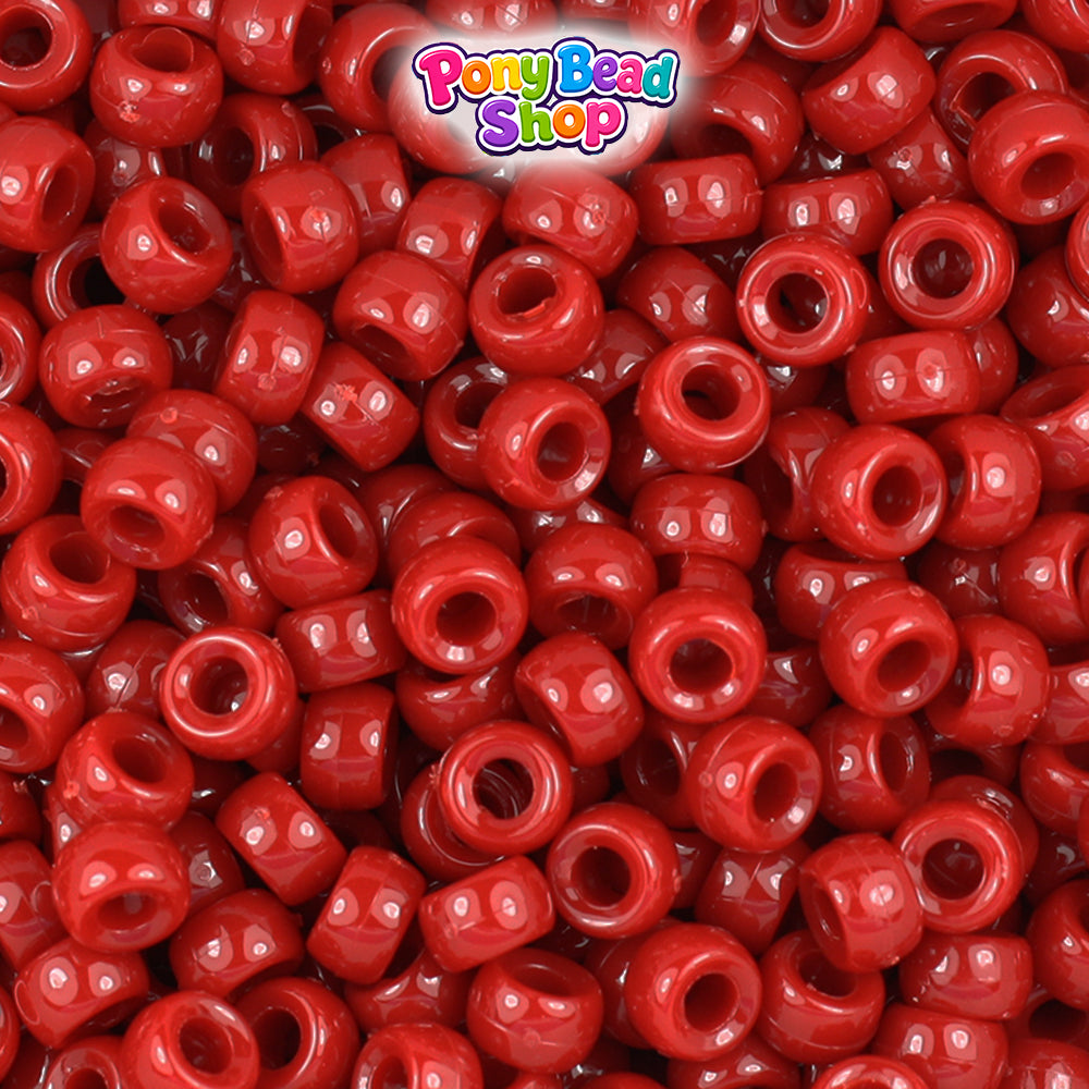 Red Opaque 6.5mm Mini Barrel Plastic Pony Beads (1000pcs)