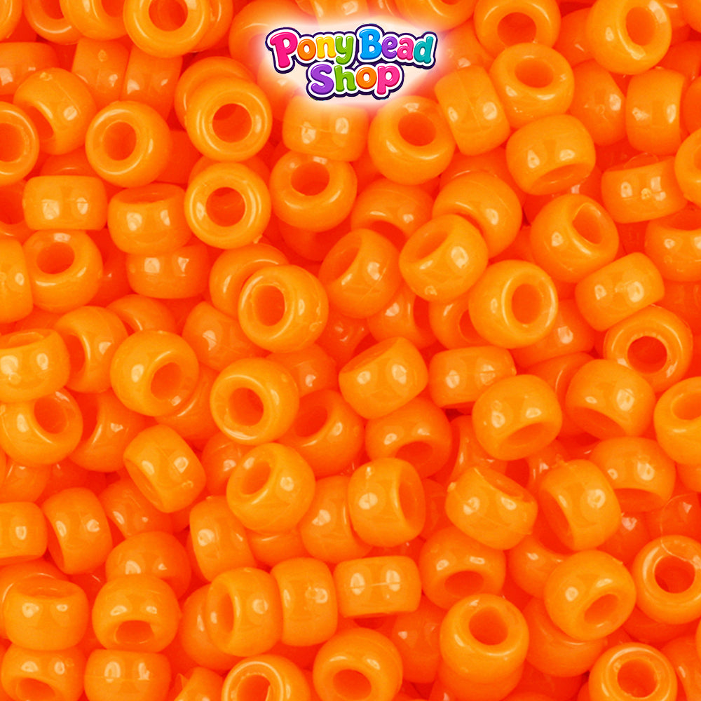 Orange Opaque 6.5mm Mini Barrel Plastic Pony Beads (1000pcs)