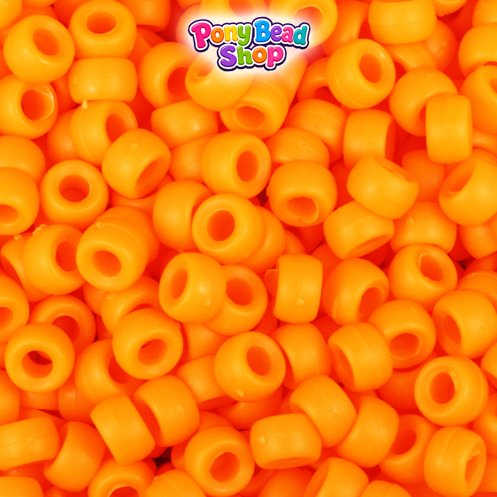 Orange Matte 6.5mm Mini Barrel Plastic Pony Beads (1000pcs)
