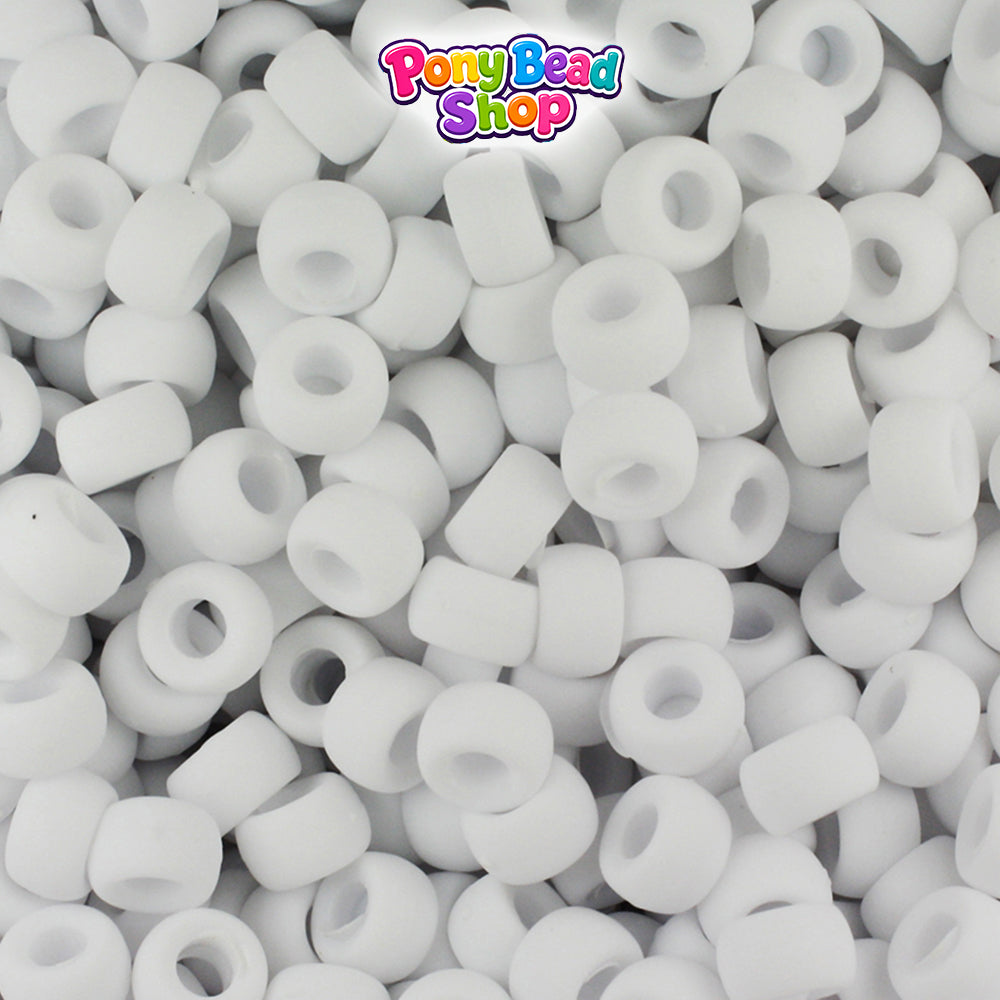 White Matte 6.5mm Mini Barrel Plastic Pony Beads (1000pcs)