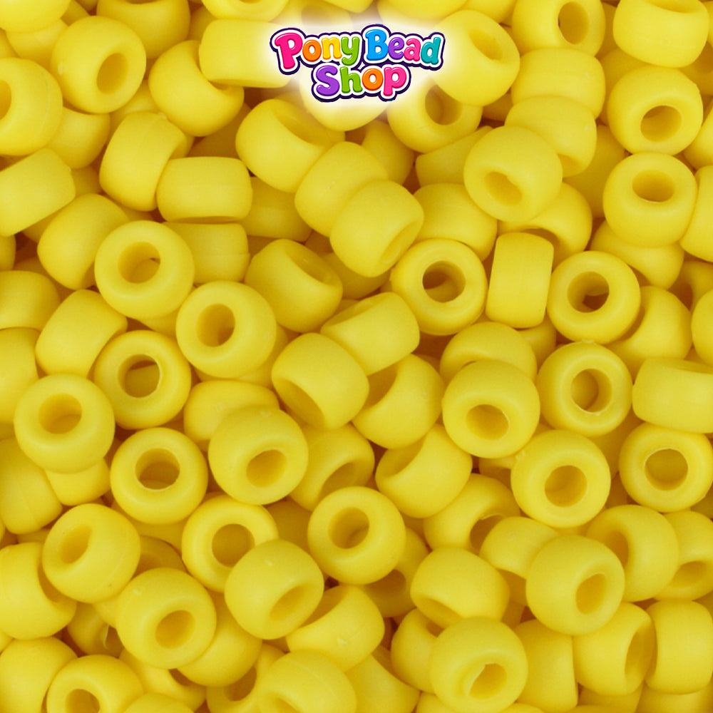 Yellow Matte 6.5mm Mini Barrel Plastic Pony Beads (1000pcs)