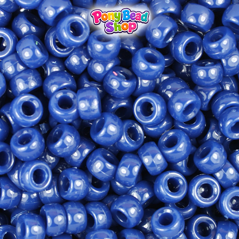 Navy Opaque 6.5mm Mini Barrel Plastic Pony Beads (1000pcs)