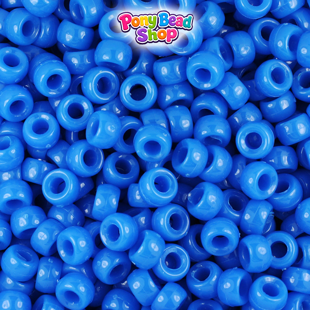 True Blue Matte 6.5mm Mini Barrel Plastic Pony Beads (1000pcs)