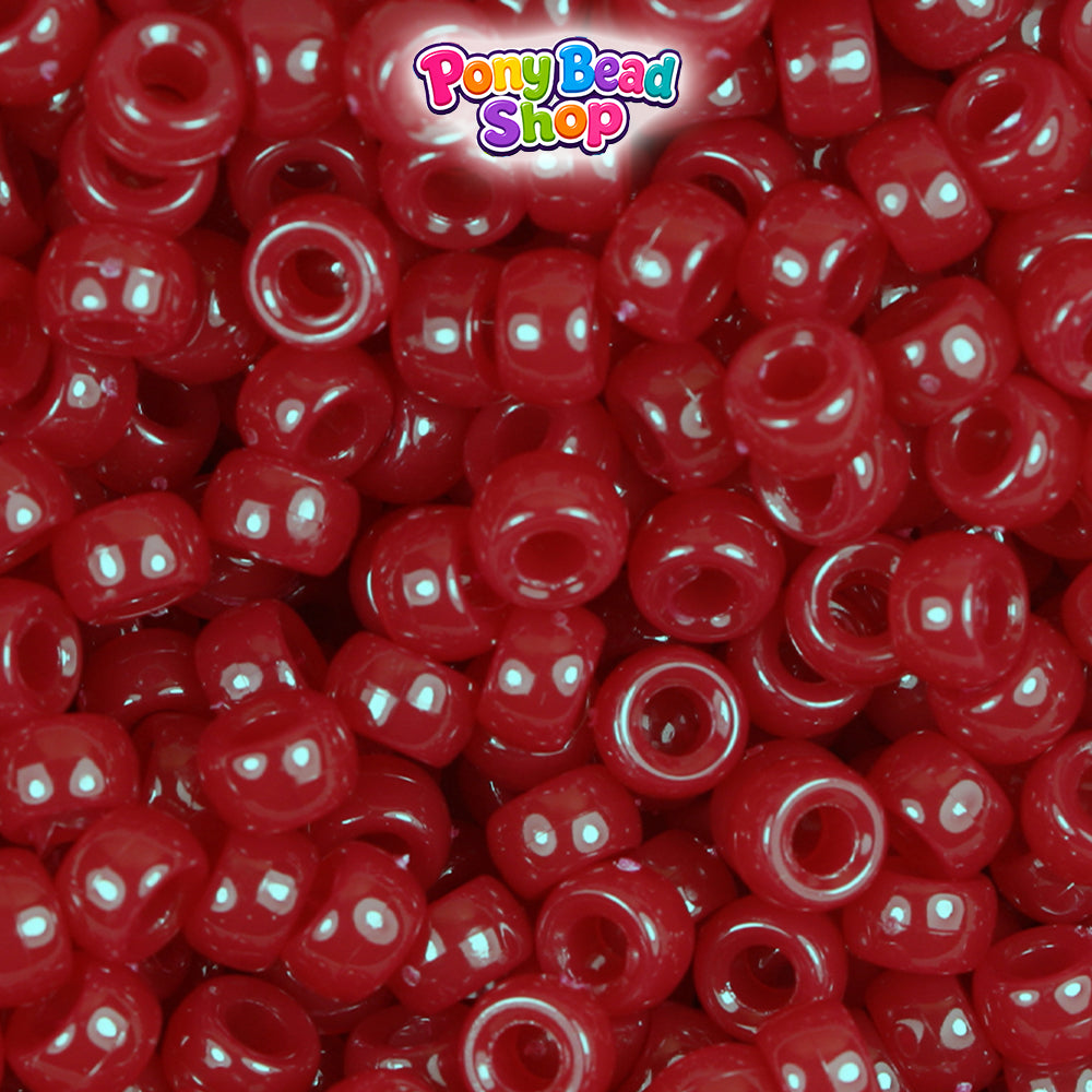 Burgundy Opaque 6.5mm Mini Barrel Plastic Pony Beads (1000pcs)