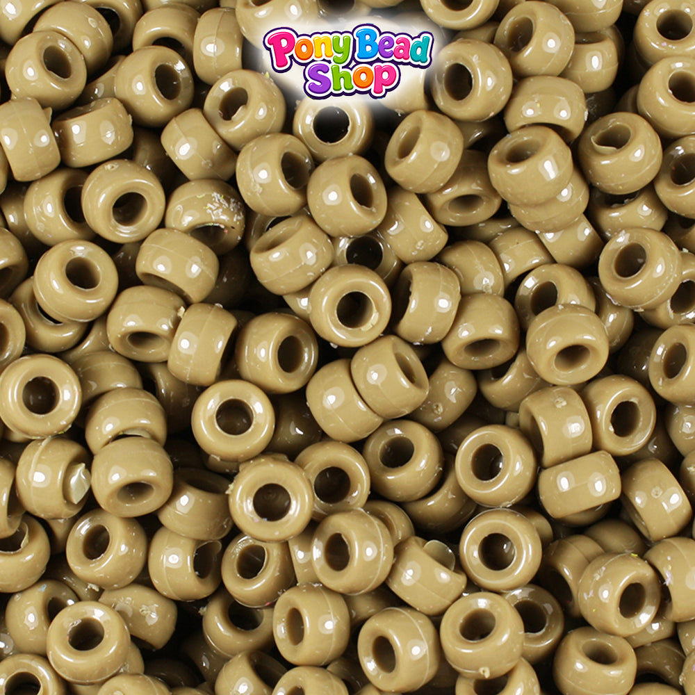 Khaki Opaque 6.5mm Mini Barrel Plastic Pony Beads (1000pcs)