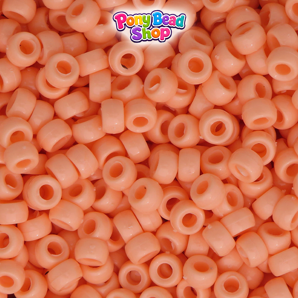 Peach Opaque 6.5mm Mini Barrel Plastic Pony Beads (1000pcs)