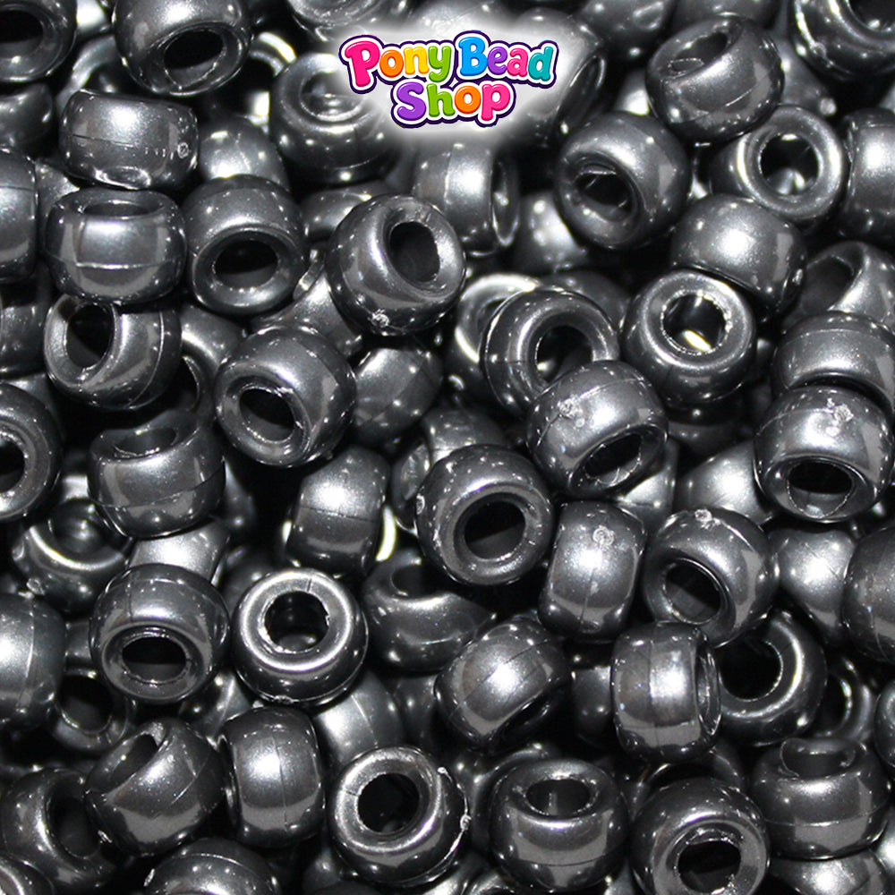 Black Pearl 6.5mm Mini Barrel Plastic Pony Beads (1000pcs)