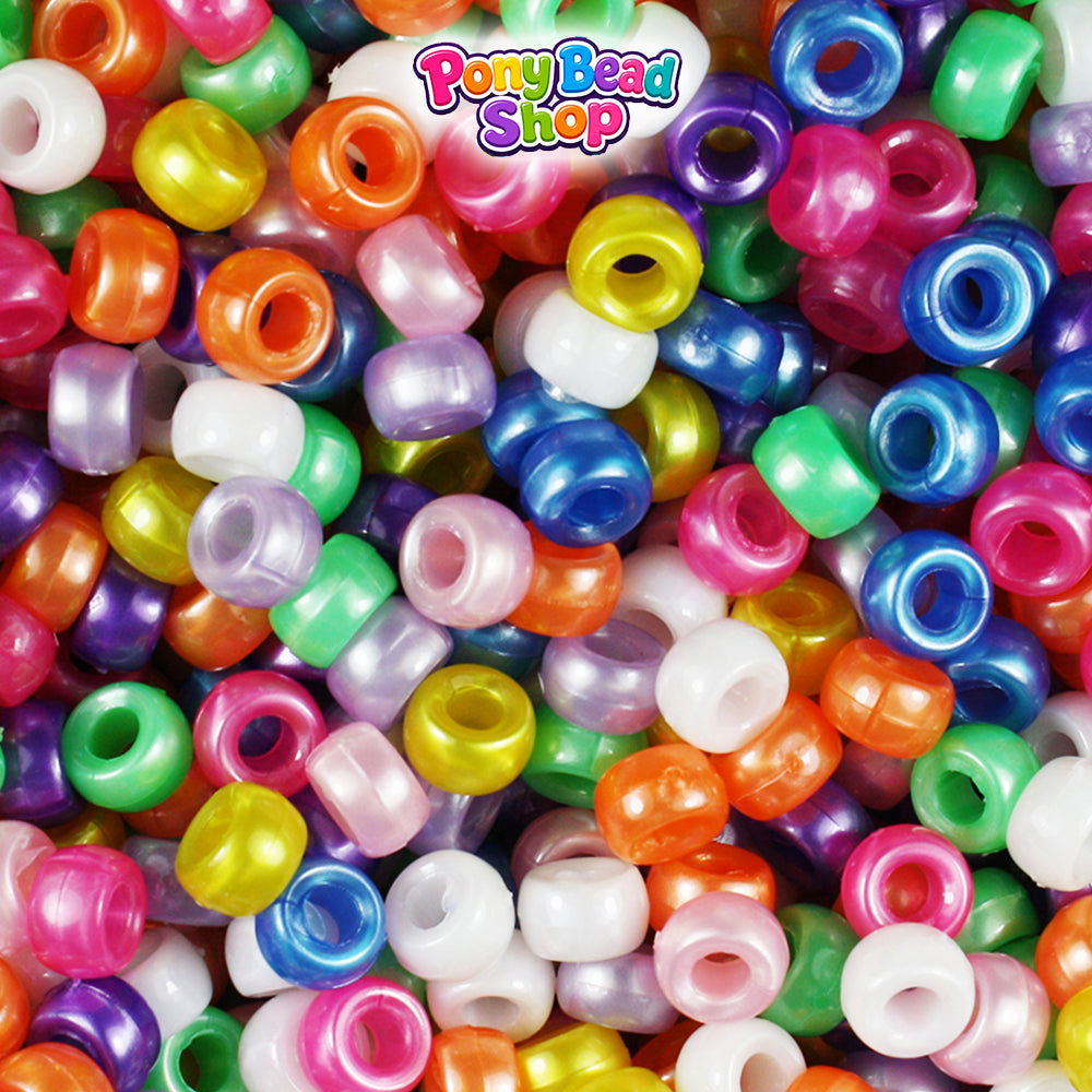 Pearl Mix 6.5mm Mini Barrel Plastic Pony Beads (1000pcs)