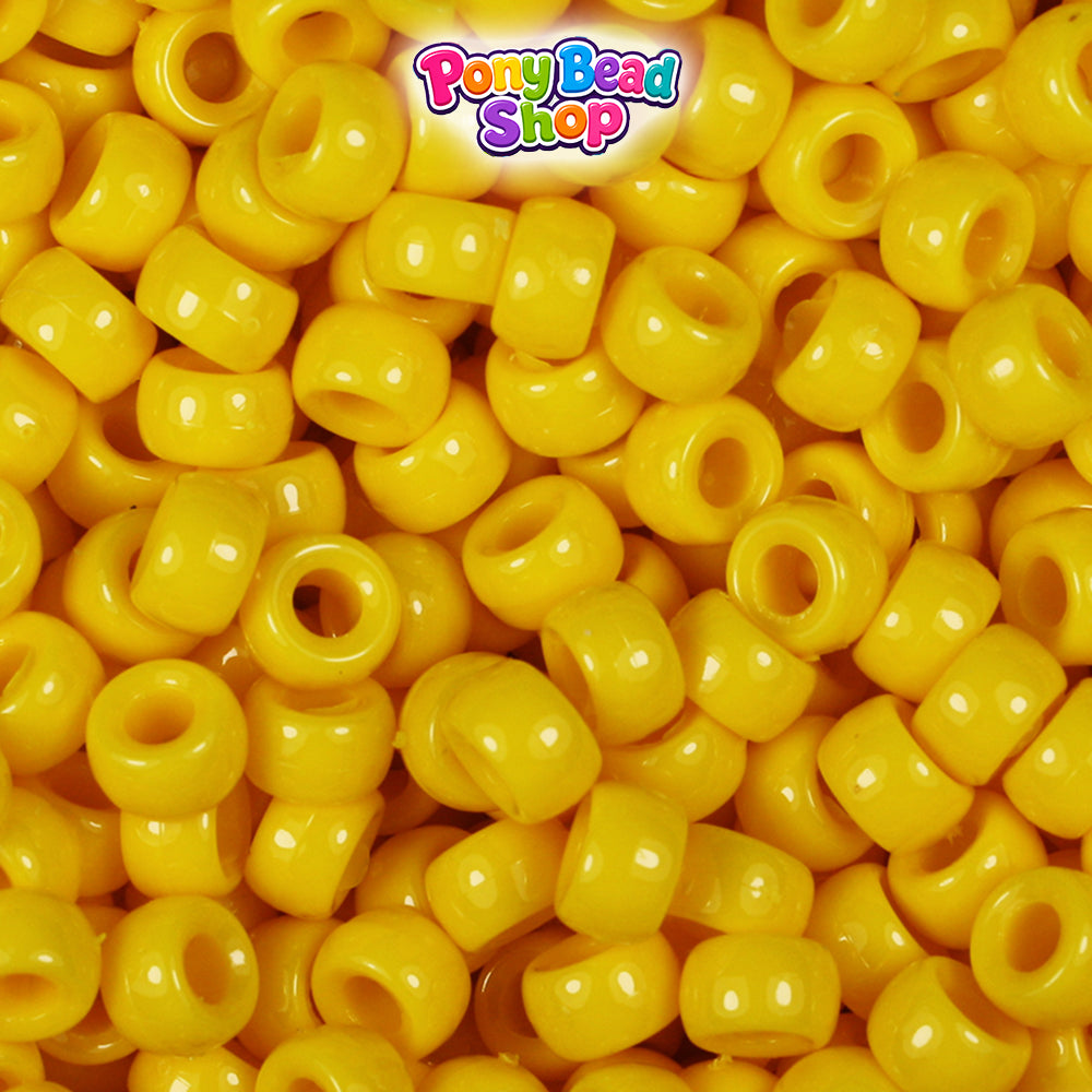 Bright Yellow Opaque 6.5mm Mini Barrel Plastic Pony Beads (1000pcs)