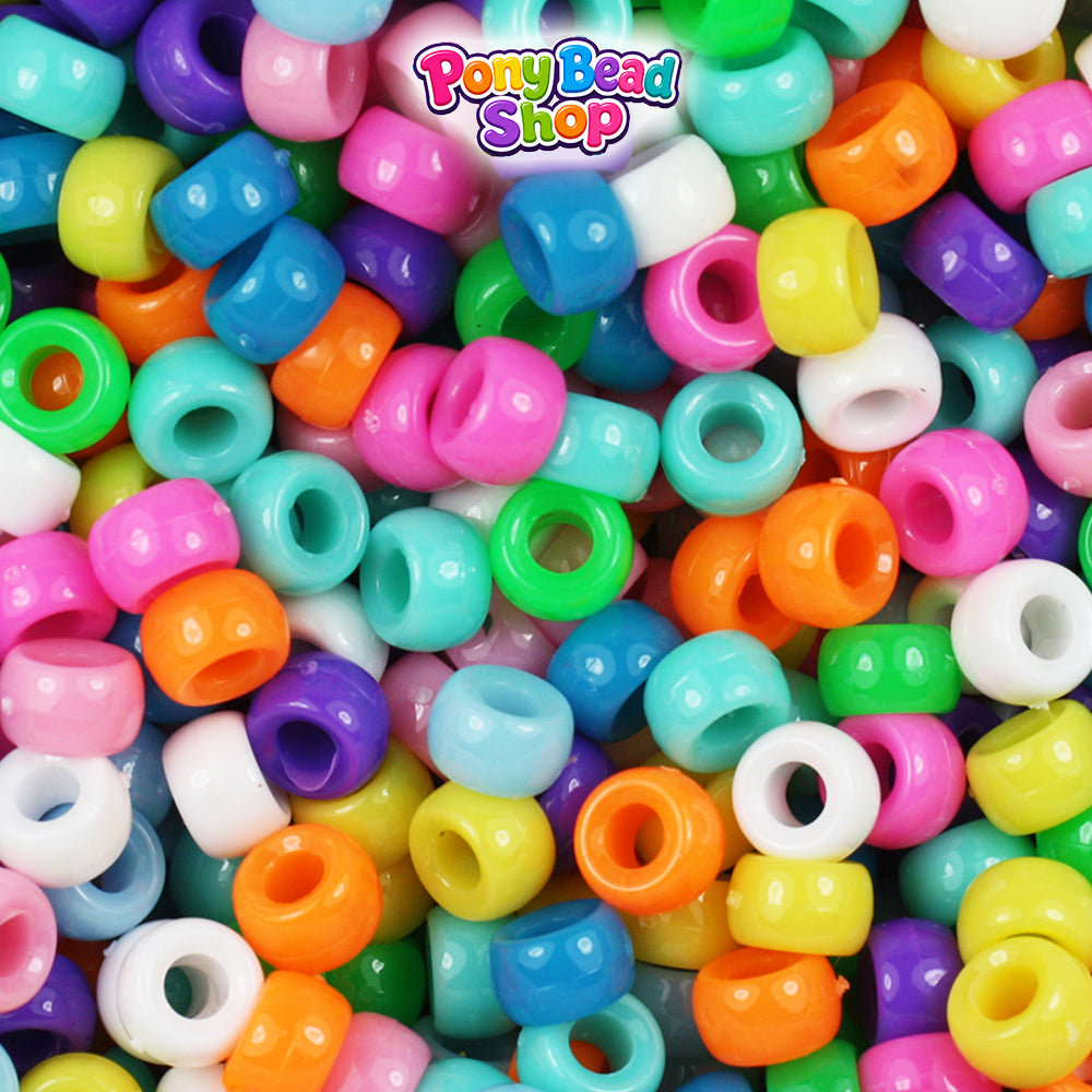 Bright Opaque Mix 6.5mm Mini Barrel Plastic Pony Beads (1000pcs)