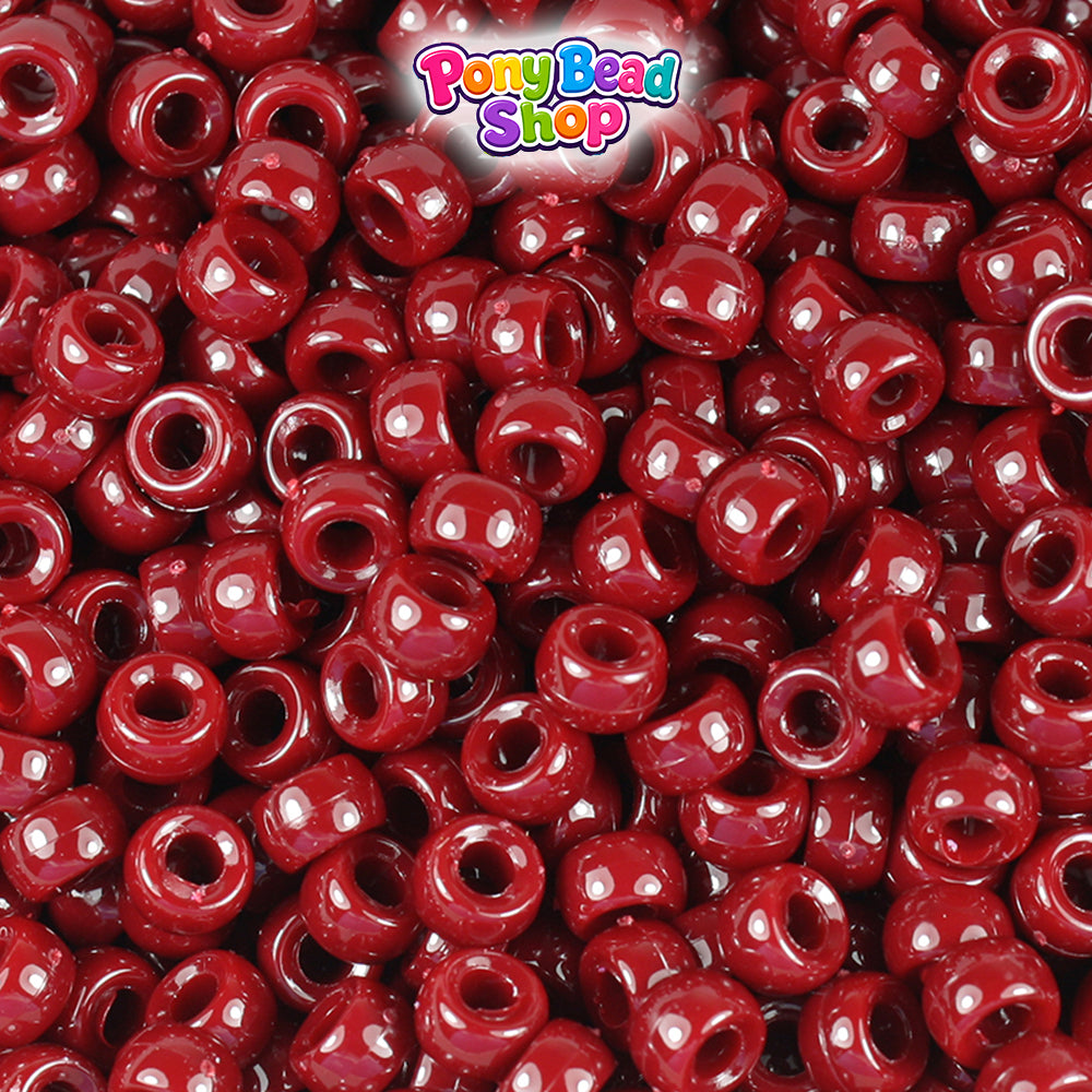 Maroon Opaque 6.5mm Mini Barrel Plastic Pony Beads (1000pcs)