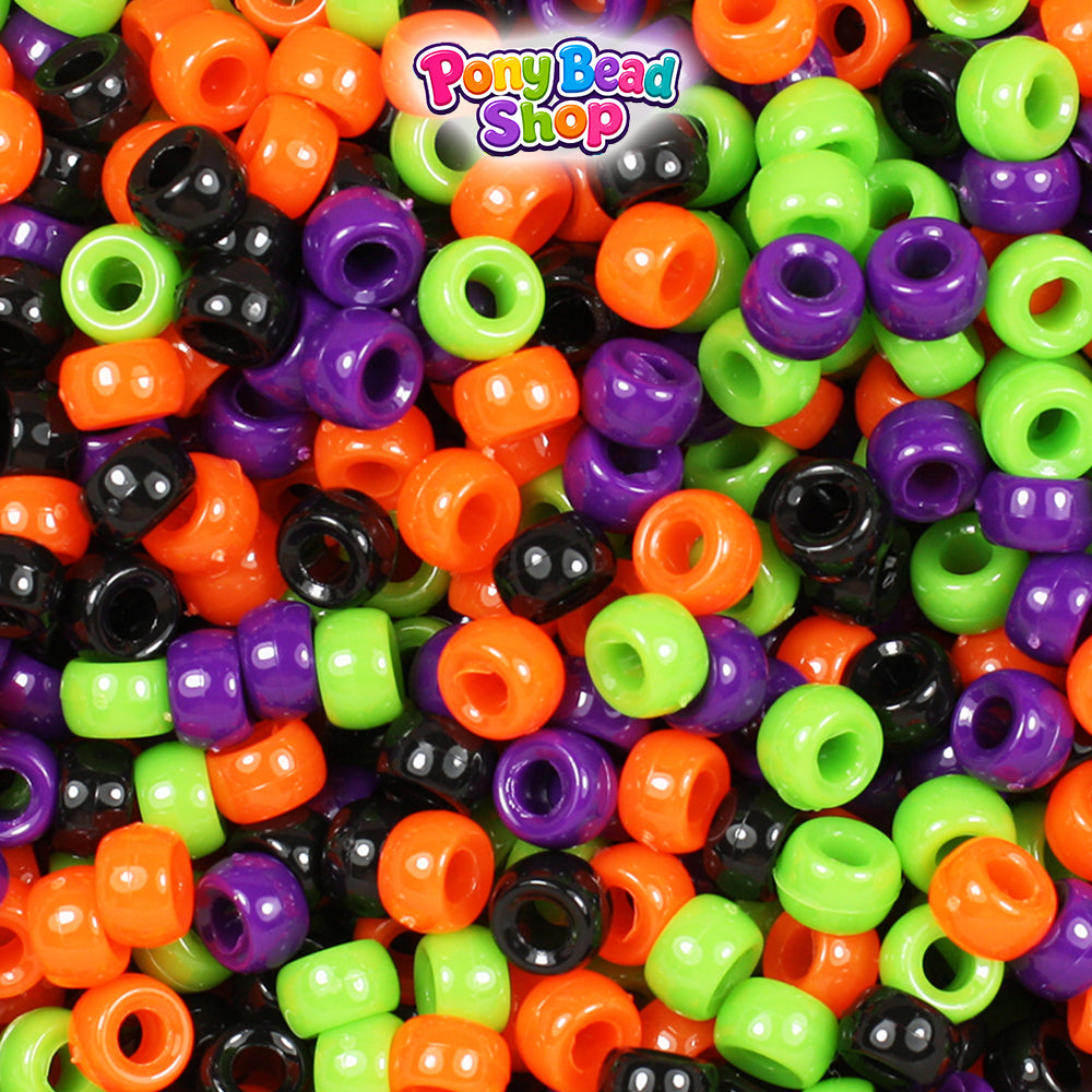 Halloween Opaque Mix 6.5mm Mini Barrel Plastic Pony Beads (1000pcs)
