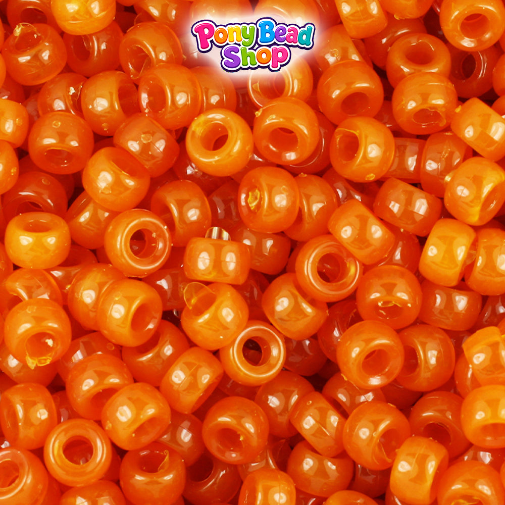 Tiger Coral Transparent 6.5mm Mini Barrel Plastic Pony Beads (1000pcs)
