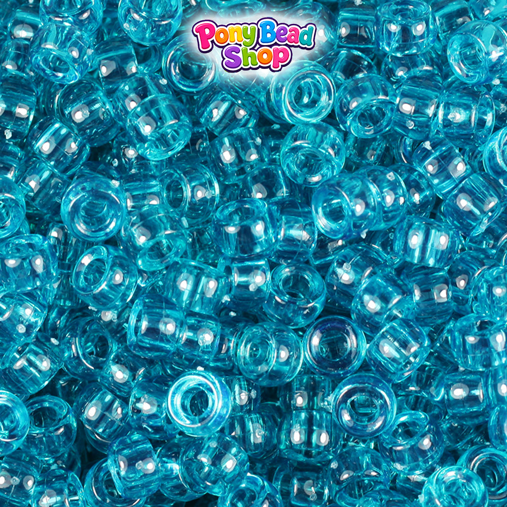 Teal Transparent 6.5mm Mini Barrel Plastic Pony Beads (1000pcs)