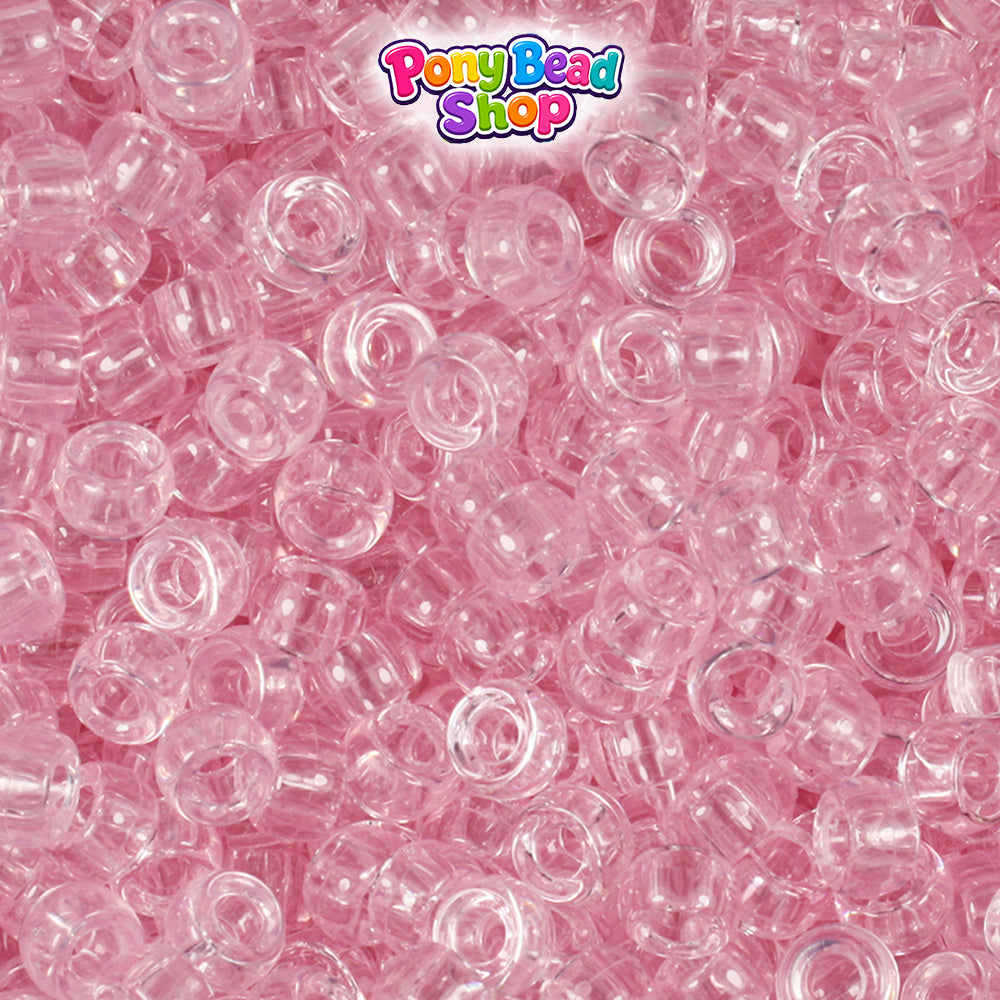 Pale Pink Transparent 6.5mm Mini Barrel Plastic Pony Beads (1000pcs)