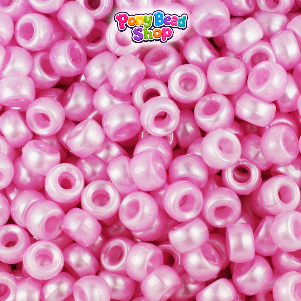 Light Pink Pearl 6.5mm Mini Barrel Plastic Pony Beads (1000pcs)