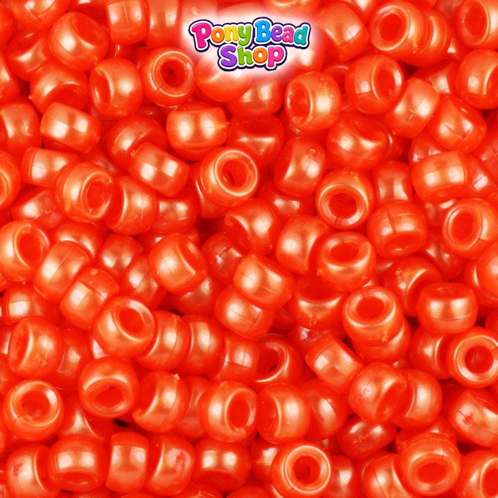 Orange Pearl 6.5mm Mini Barrel Plastic Pony Beads (1000pcs)