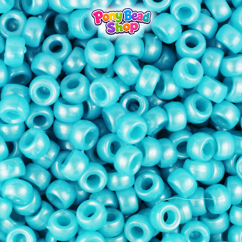 Light Blue Pearl 6.5mm Mini Barrel Plastic Pony Beads (1000pcs)
