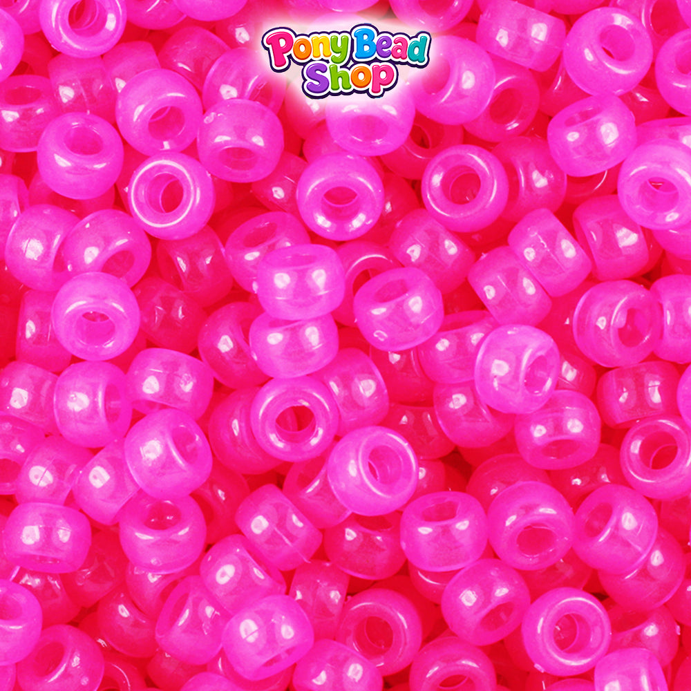 Pink Glow 6.5mm Mini Barrel Plastic Pony Beads (1000pcs)