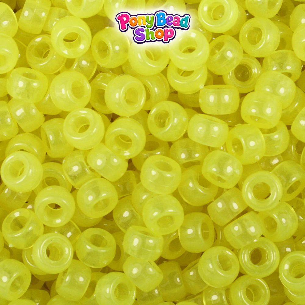 Yellow Glow 6.5mm Mini Barrel Plastic Pony Beads (1000pcs)