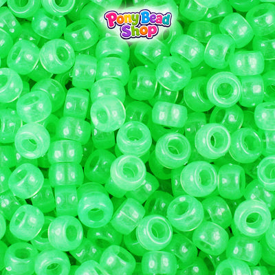 Green Glow 6.5mm Mini Barrel Plastic Pony Beads (1000pcs)