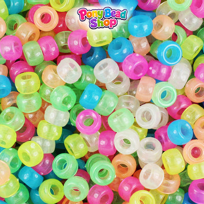 Glow Mix 6.5mm Mini Barrel Plastic Pony Beads (1000pcs)