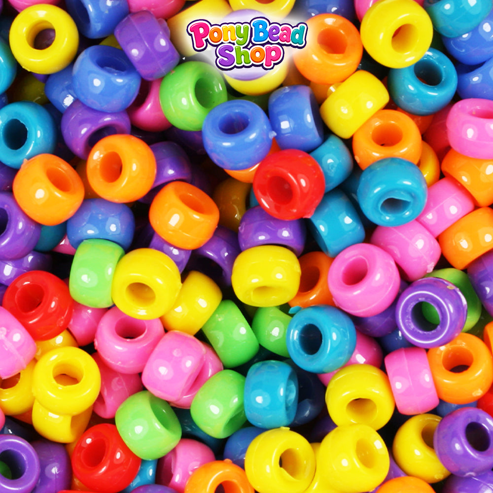 Circus Opaque Mix 6.5mm Mini Barrel Plastic Pony Beads (1000pcs)