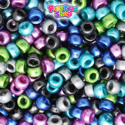 Cool Black Pearl Mix 6.5mm Mini Barrel Plastic Pony Beads (1000pcs)