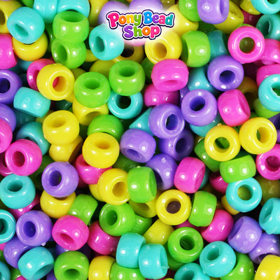Candy Opaque Mix 6.5mm Mini Barrel Plastic Pony Beads (1000pcs)