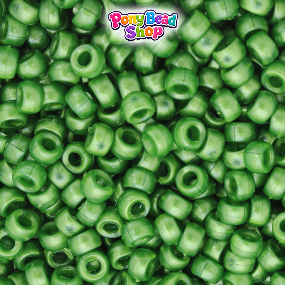Dark Green Pearl 6.5mm Mini Barrel Plastic Pony Beads (1000pcs)