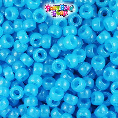 Blue Glow 6.5mm Mini Barrel Plastic Pony Beads (1000pcs)