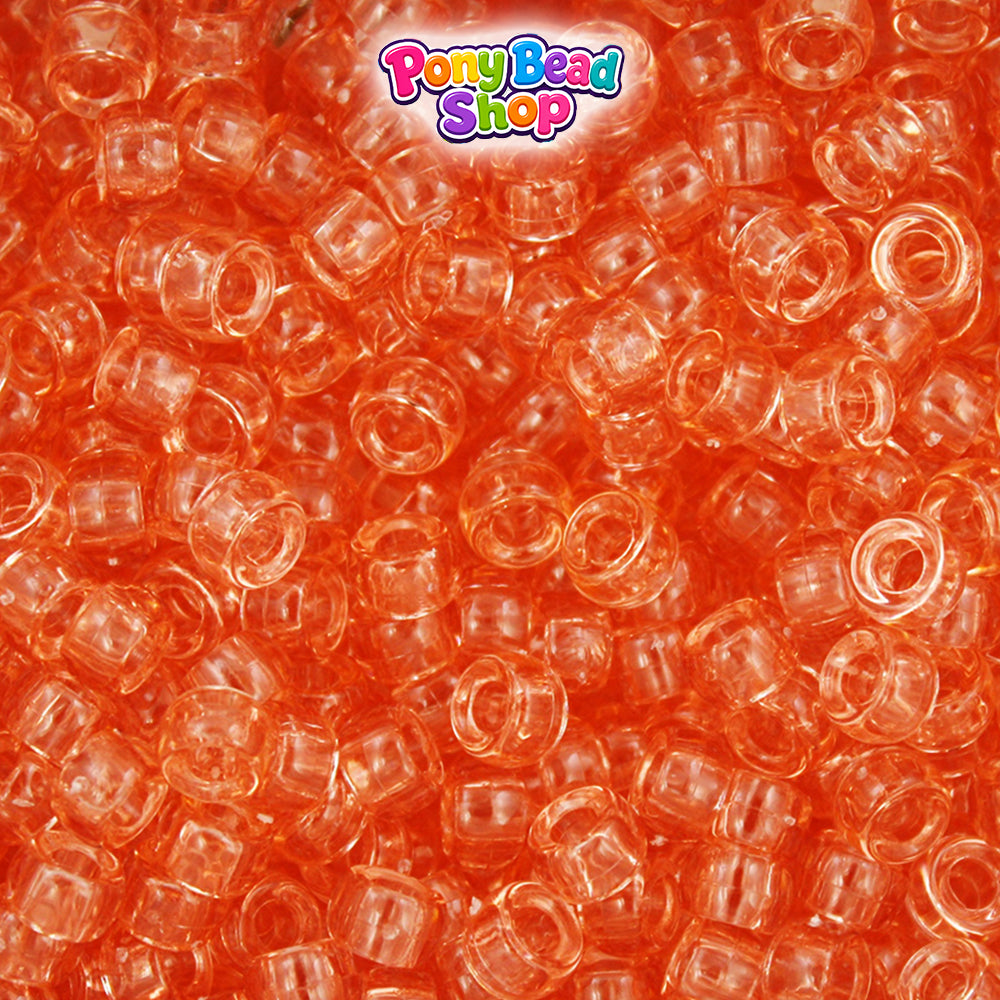 Tangerine Transparent 6.5mm Mini Barrel Plastic Pony Beads (1000pcs)