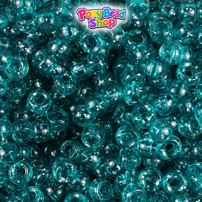 Dark Teal Sparkle 6.5mm Mini Barrel Plastic Pony Beads (1000pcs)
