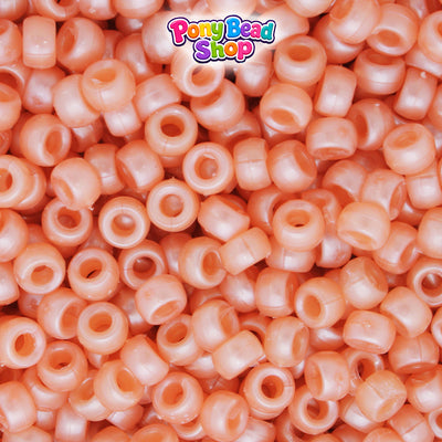 Peach Pearl 6.5mm Mini Barrel Plastic Pony Beads (1000pcs)