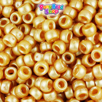 Gold Pearl 6.5mm Mini Barrel Plastic Pony Beads (1000pcs)