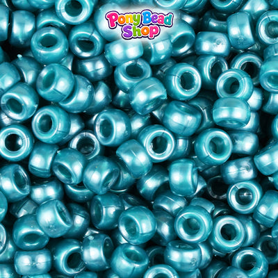 Teal Pearl 6.5mm Mini Barrel Plastic Pony Beads (1000pcs)