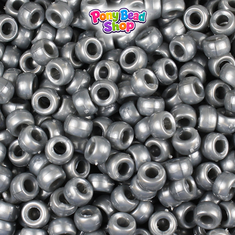 Grey Pearl 6.5mm Mini Barrel Plastic Pony Beads (1000pcs)