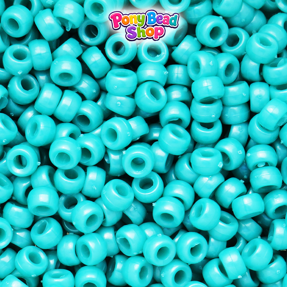 Light Turquoise Pearl 6.5mm Mini Barrel Plastic Pony Beads (1000pcs)