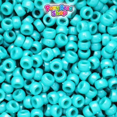 Light Turquoise Pearl 6.5mm Mini Barrel Plastic Pony Beads (1000pcs)