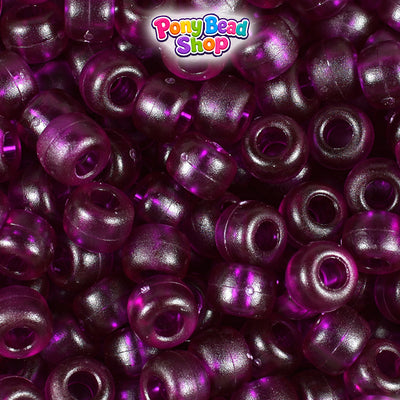 Dark Amethyst Frosted 9mm Barrel Pony Beads (500pcs)