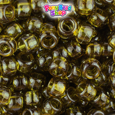 Avocado Transparent 9mm Barrel Pony Beads (500pcs)