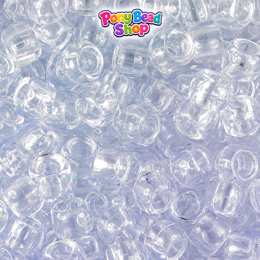 Crystal Transparent 9mm Barrel Plastic Pony Beads (500pcs)