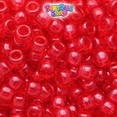Autumn Red Transparent 9mm Barrel Pony Beads (500pcs)