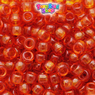 Autumn Gold Transparent 9mm Barrel Pony Beads (500pcs)